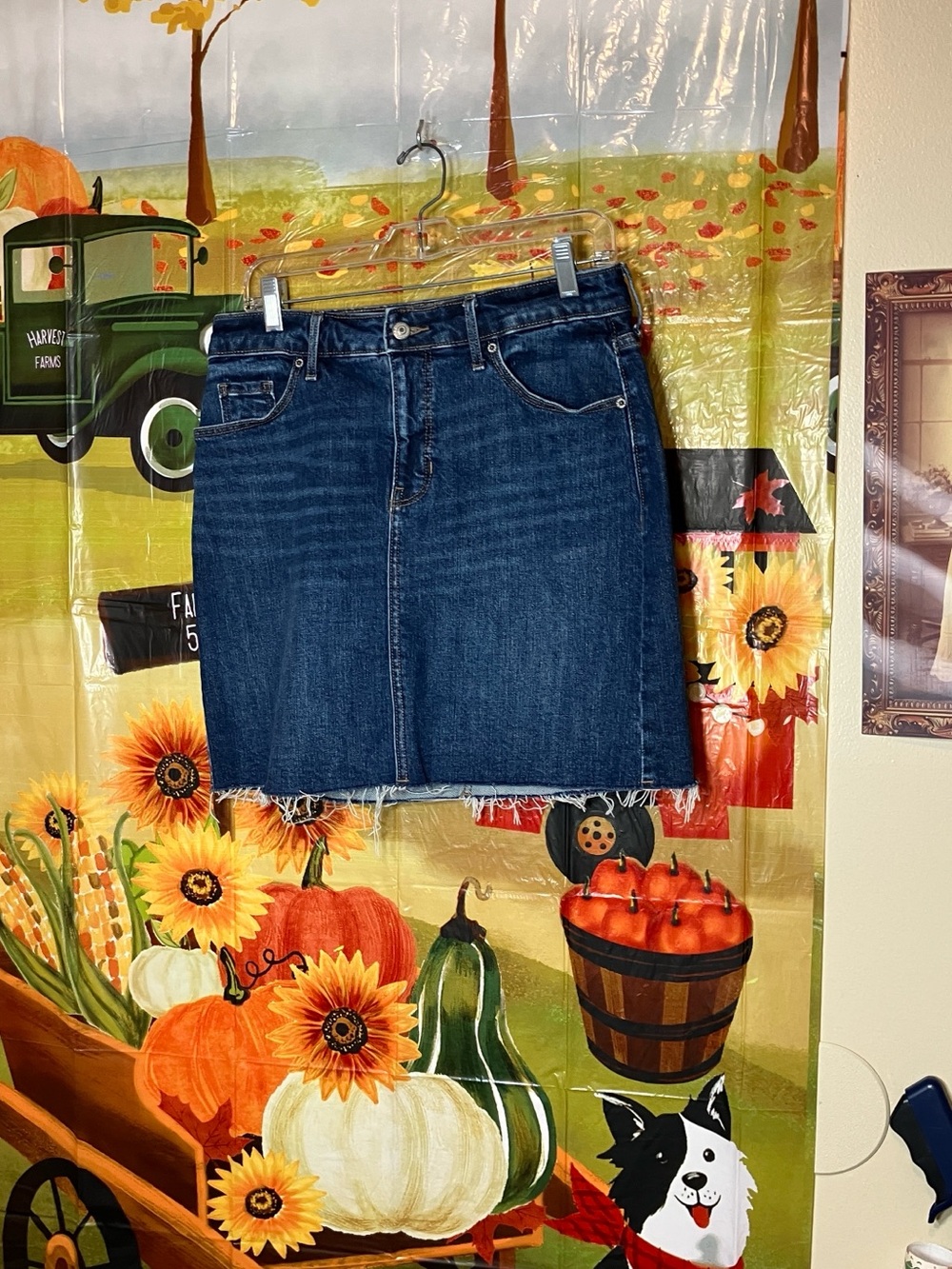 Old Navy Dark Blue Denim Mini Skirt with Raw Hem